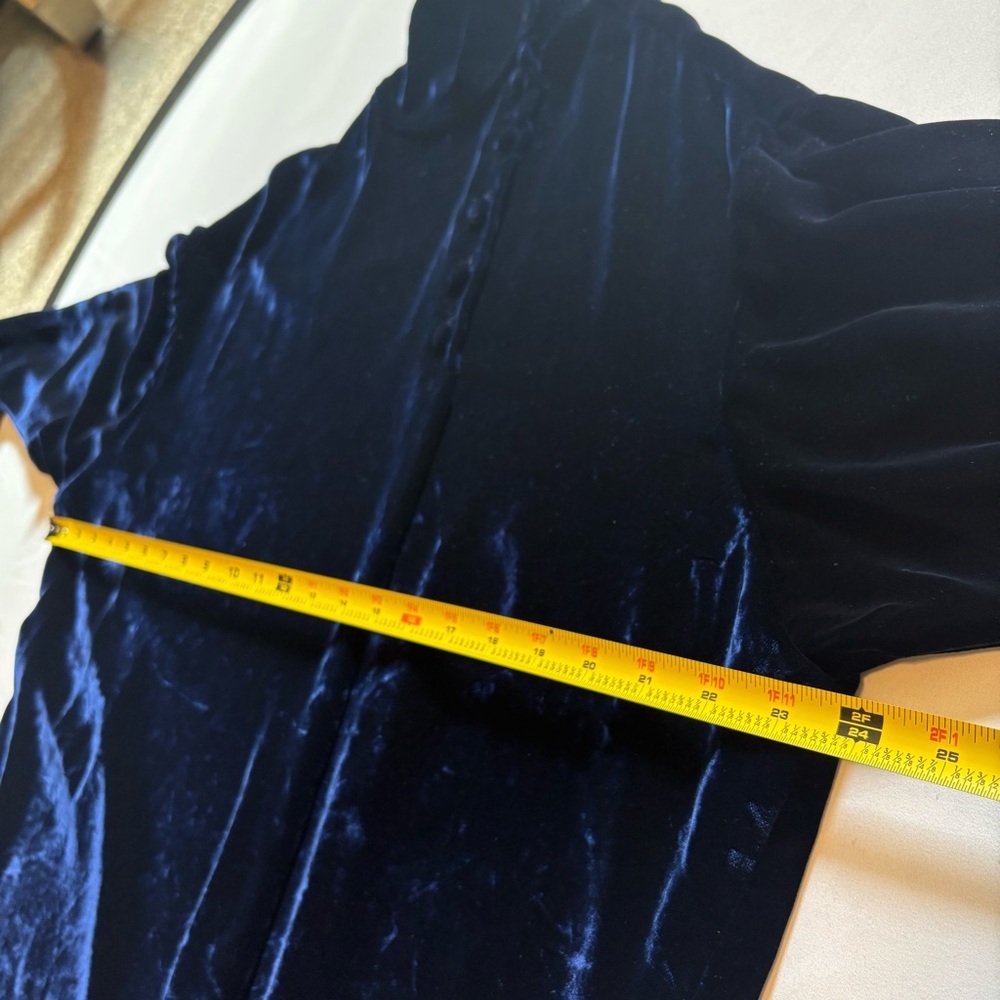 Vintage Ralph Lauren Silk Velvet Tunic Mini Dress Button Collar Turtleneck 90s 6 - Picture 7 of 14